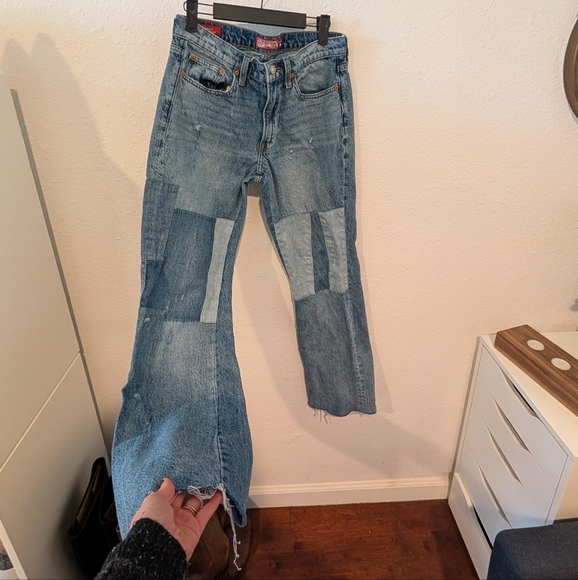 Vintage Lucky Brand Patchwork Boyfriend Flare Size 27 - Picture 1 of 8